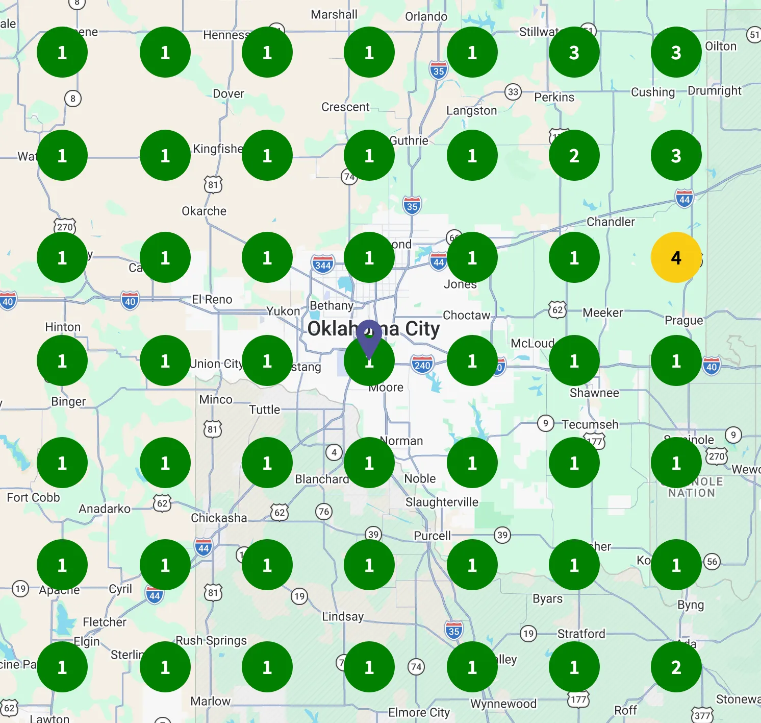 Map results okc