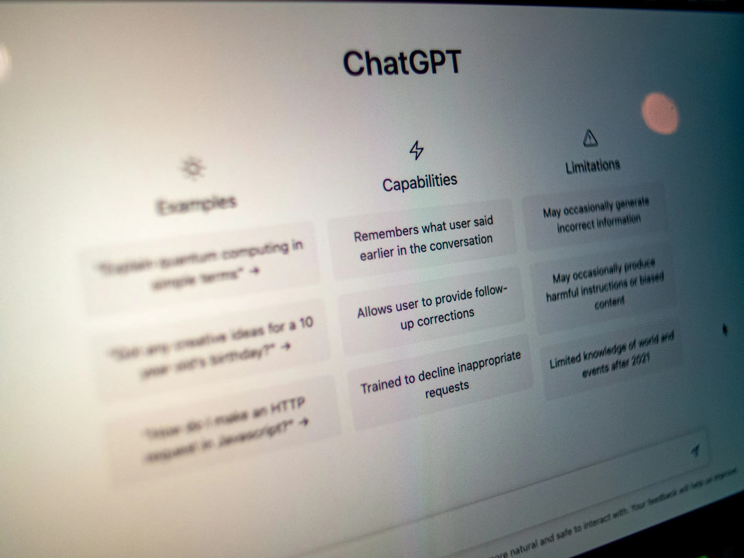Chat GPT photo of initial conversation screen